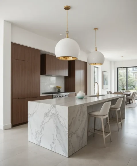 Microcement Kitchen Island Statement