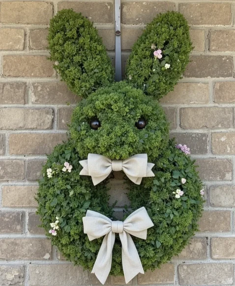 Moss-Covered Bunny Shape Wreath for a Natural Look
