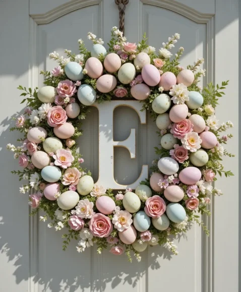 Personalized Initial Easter Egg Wreath for a Custom Touch