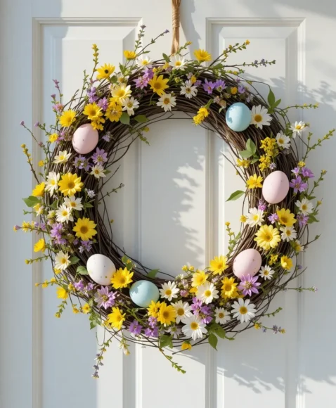 Wildflower Meadow Easter Egg Wreath