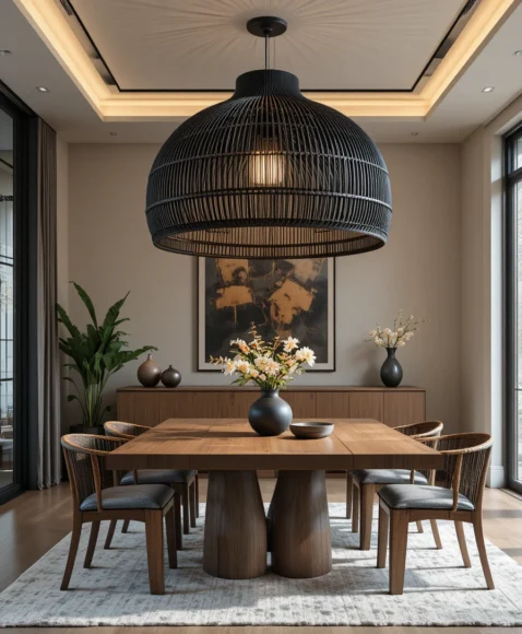 Black Rattan Pendant Lights