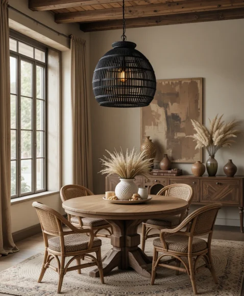 Black Rattan Pendant Lights