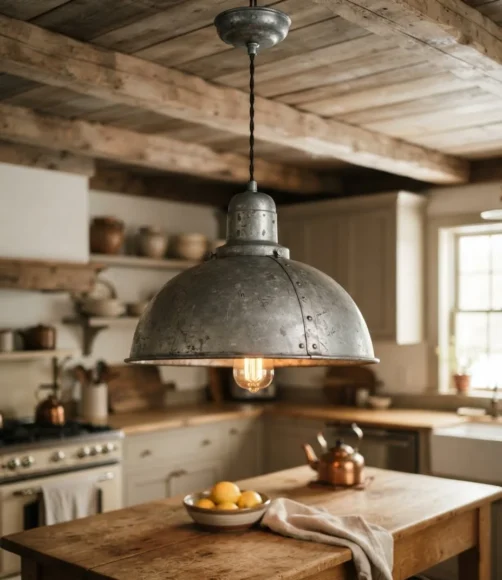 Galvanized Metal Dome Pendant Light