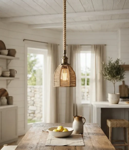Rope-Hung Pendant Light Fixture