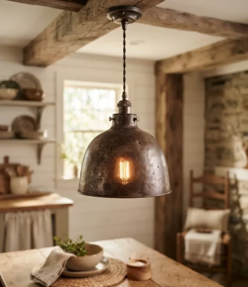 Rustic Bell-Shaped Metal Pendant