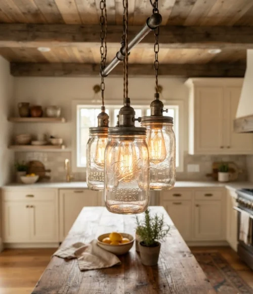 Rustic Mason Jar Pendant Lights
