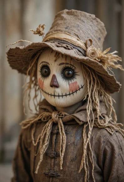 Coffee-Stained Fabric Scarecrow