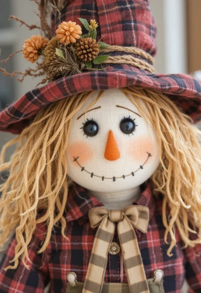 Plaid Fabric Scarecrow