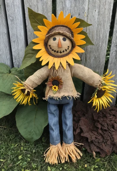 Primitive Scarecrow With Sunflower