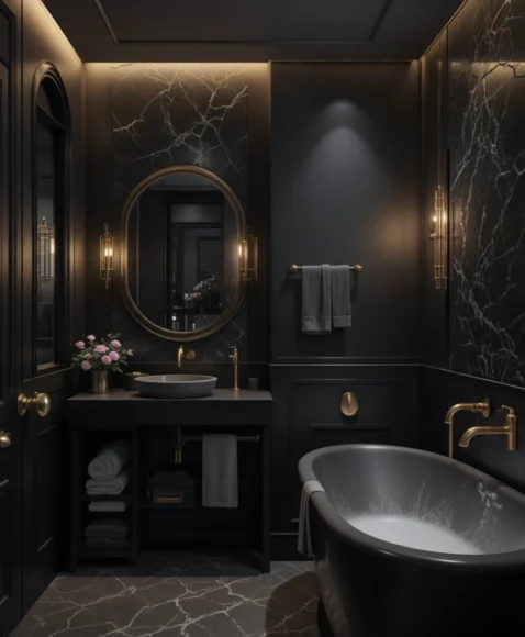 dark feminine bathroom