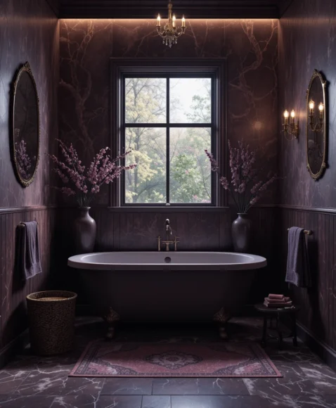 dark feminine bathroom