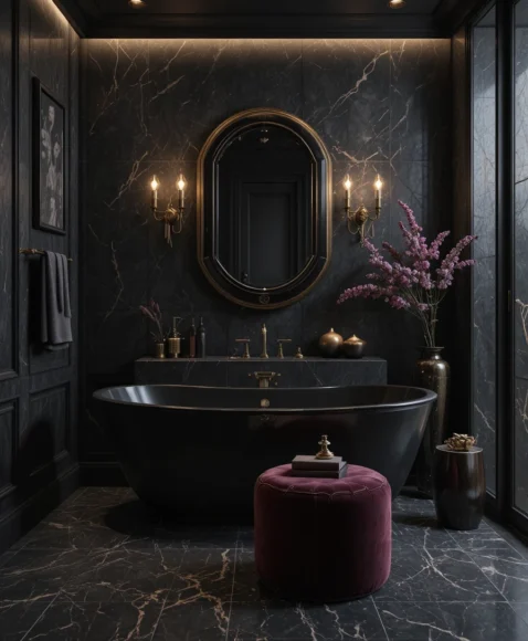 dark feminine bathroom