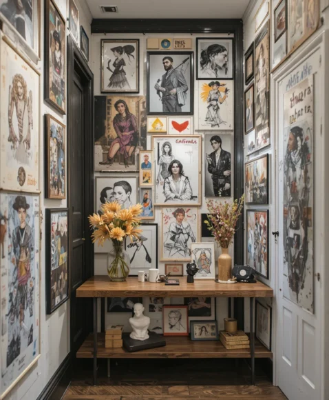 hallway photo wall