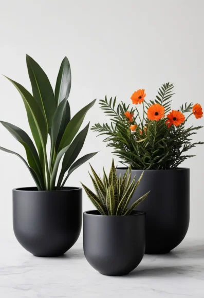 Modern Black Minimalist Pots