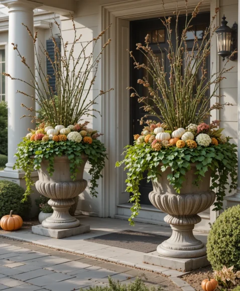 Fall Planters for Front Porches