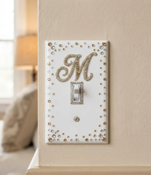 Monogram Initial Crystal Switch Plate