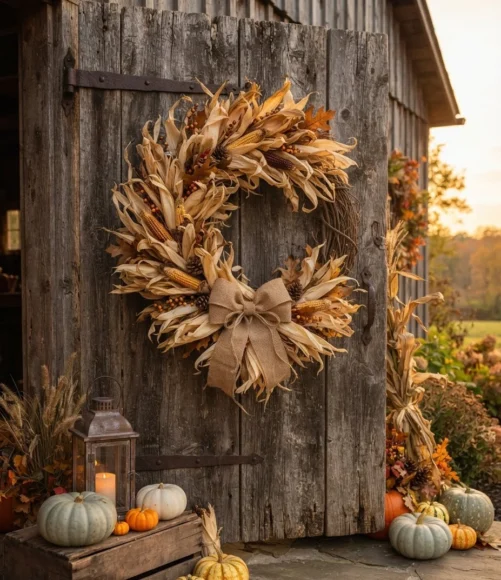 A Rustic Corn Husk Wreath
