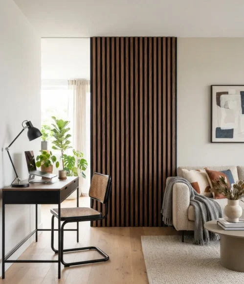 Acoustic Fluted Wood Panel Wall