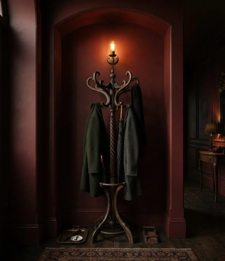 Antique Coat Tree Nook in Oxblood
