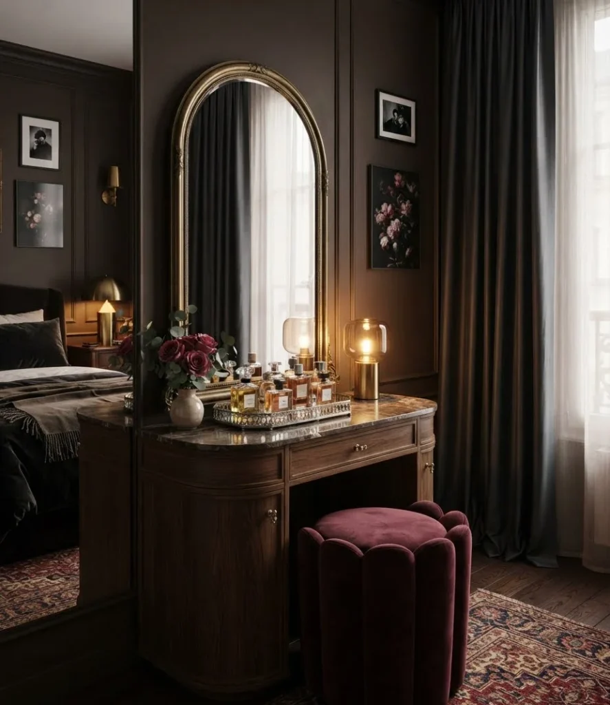 Arched Brass Vanity Mirror Nook