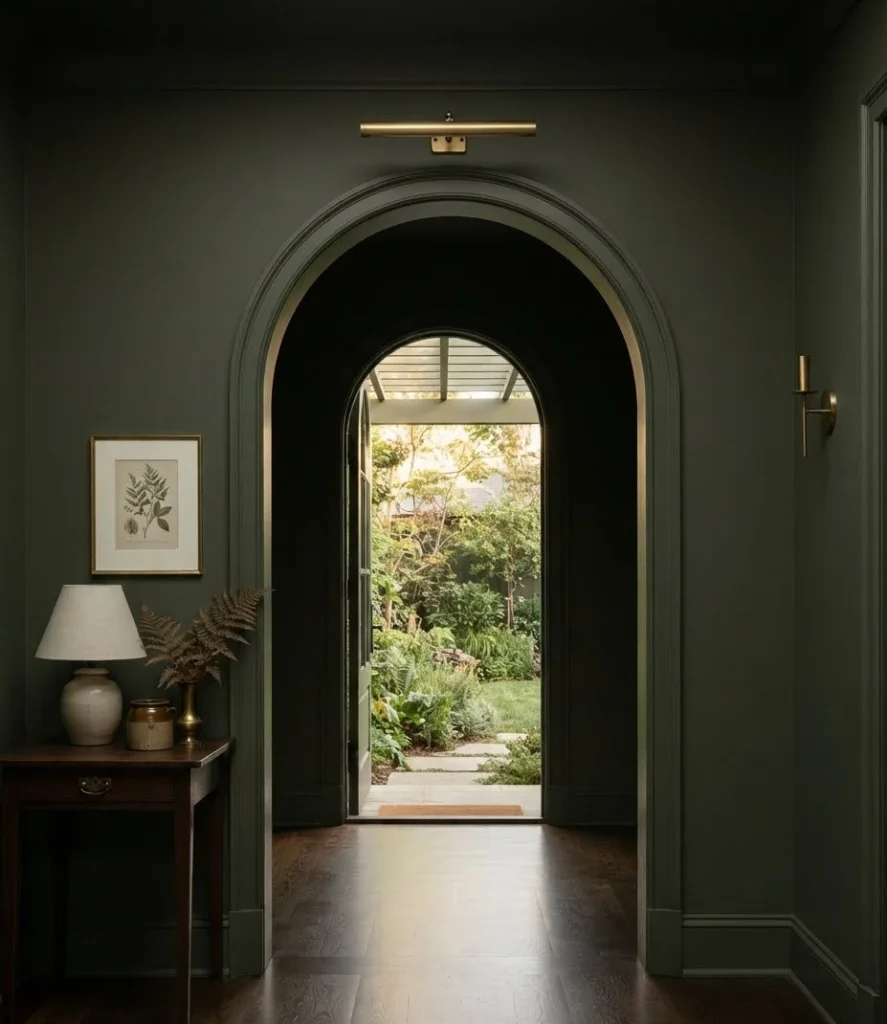 Arched Doorway Painted in Forest Noir