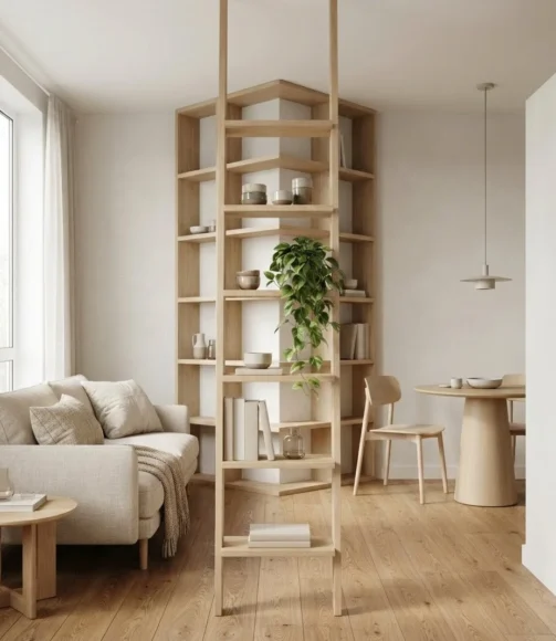 Backless Ladder Shelf Room Divider