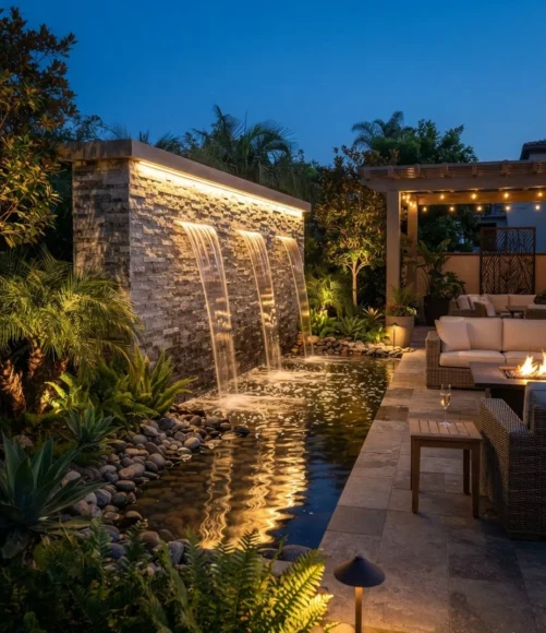 Backlit LED Nightscape Fountain
