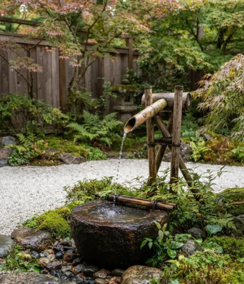 Bamboo Shishi-Odoshi Zen Spout