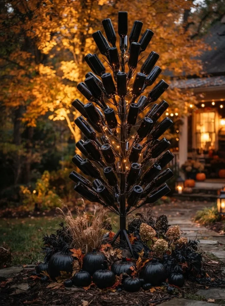 Black Painted Bottle Tree