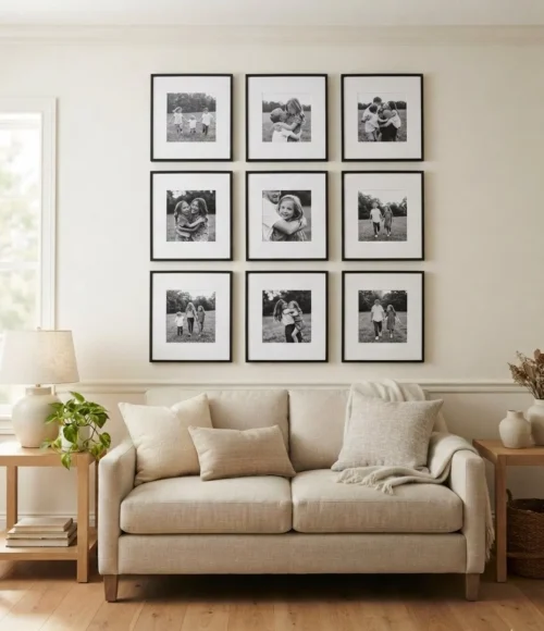 Black and White Family Photo Grid