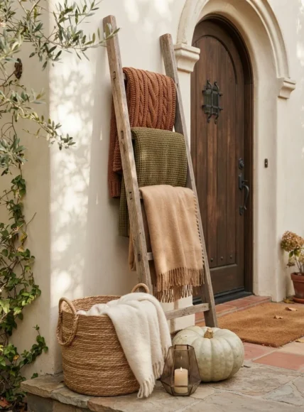 Blanket Ladder Leaning Beside the Front Door