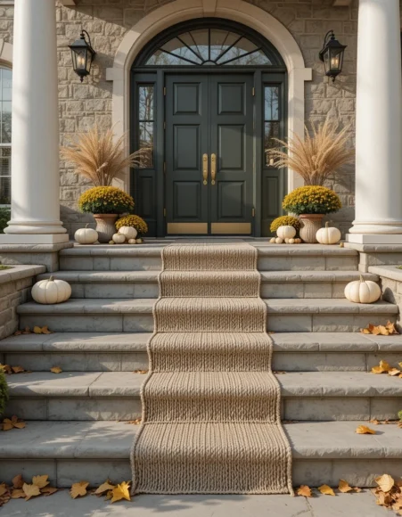 Braided Jute Runner Down the Front Steps