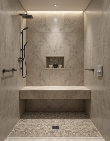Built-In Floating Shower Bench