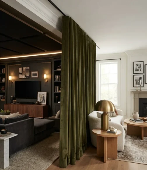 Ceiling-Track Velvet Drape Divider
