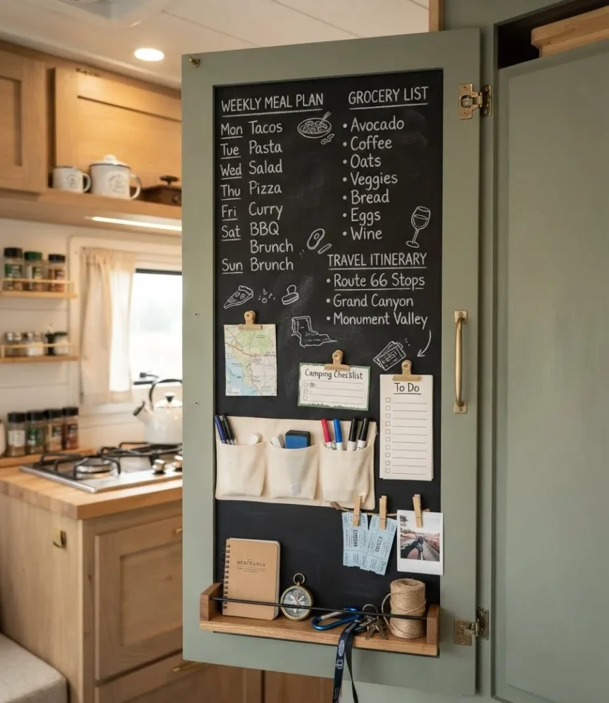 Chalkboard Command Center Inside a Cabinet Door