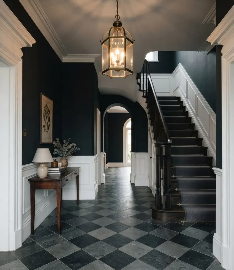 Checkerboard Slate Tile Entryway