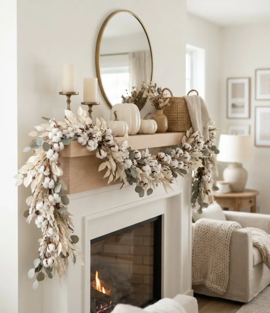 Cotton Stem and Neutral Fall Garland