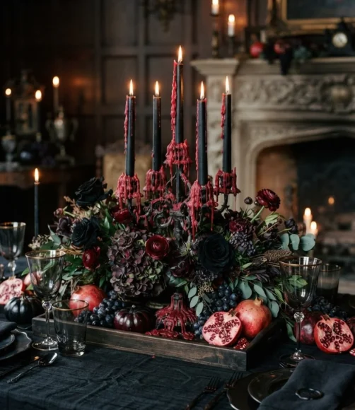 Dripping Red Wax Candle Centerpiece