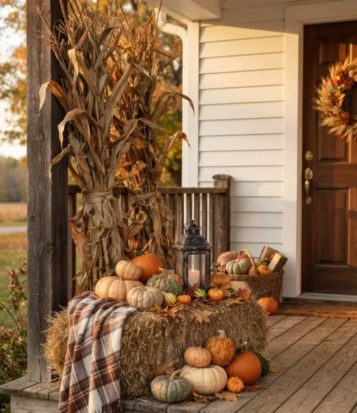 Dry Corn Stalk & Hay Bale Entry Corne
