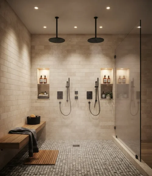 Dual Rain Showerhead Wet Room