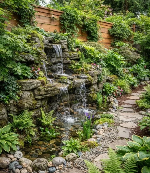 Faux Rock Waterfall Wall