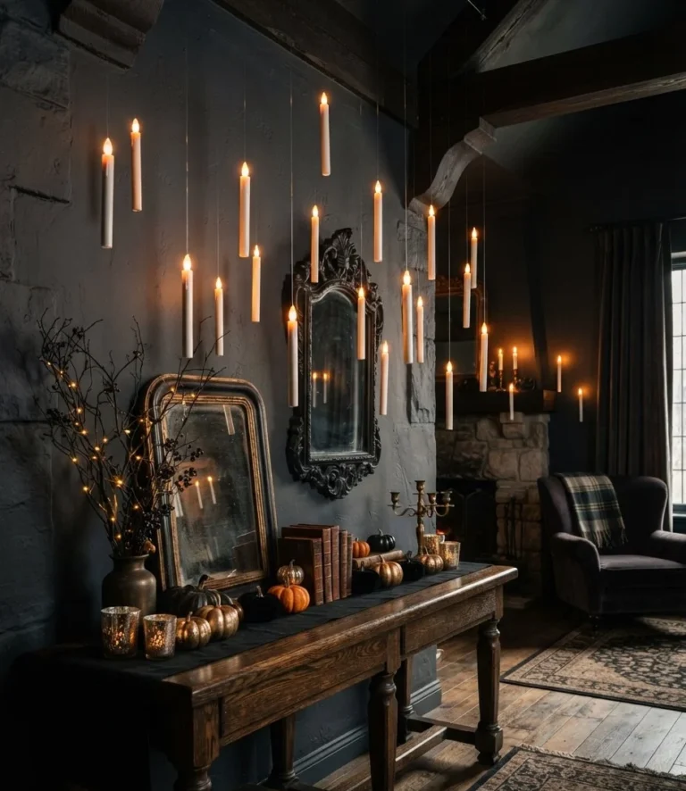 Floating Candle Illusion Over the Console Table