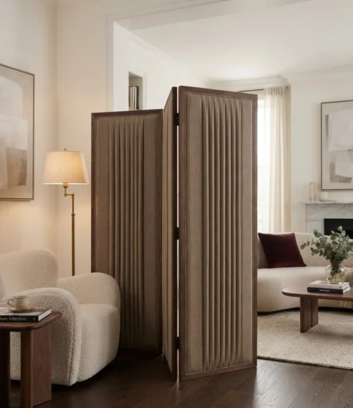 Fluted Fabric Folding Screen