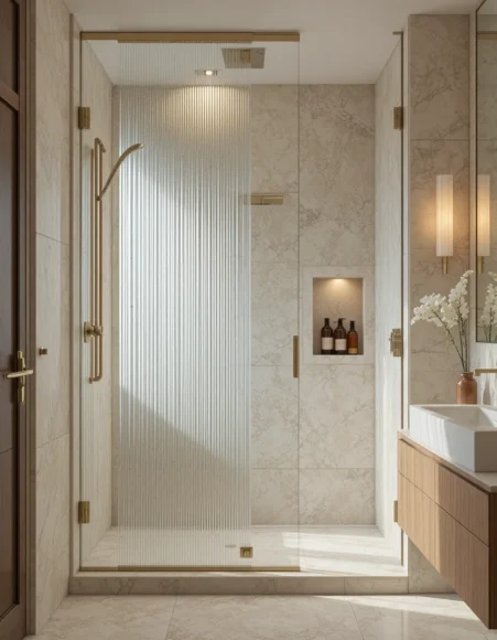 Fluted Glass Single-Panel Walk-In