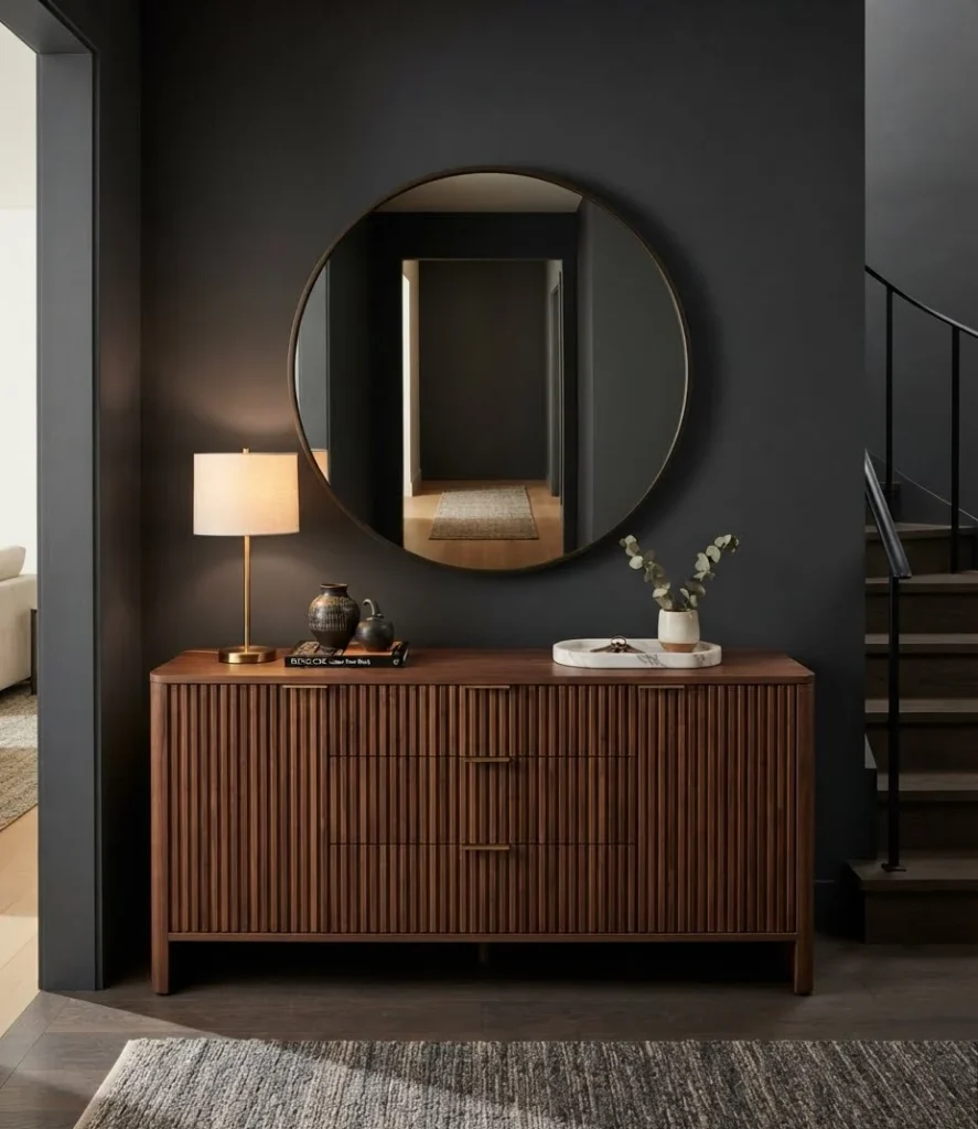 Fluted Wood Console Drop Zone