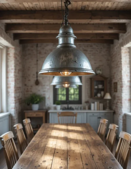 Galvanized Zinc Shade Pendant Row
