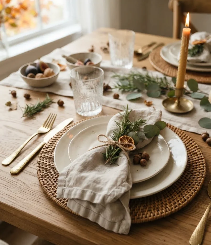 Greenery-Tied Linen Napkins