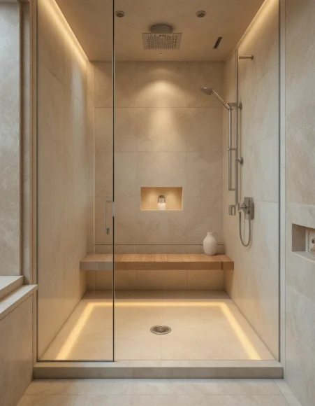 Heated Floor Curbless Shower