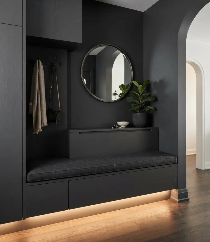 Hidden Shoe Storage Bench in Charcoal