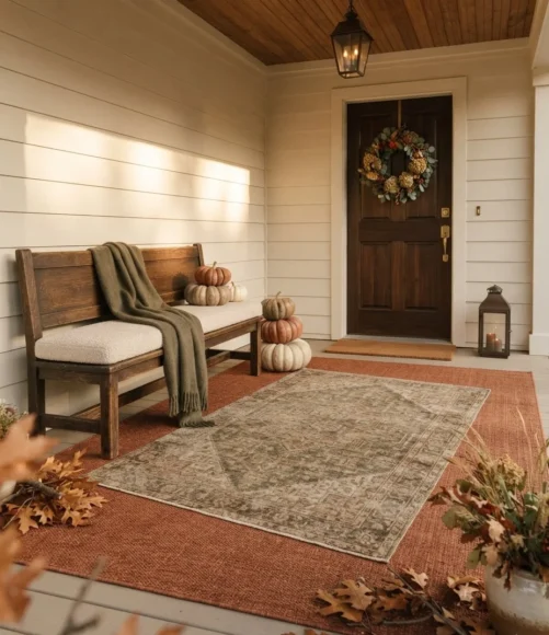 Layered Vintage-Style Rug